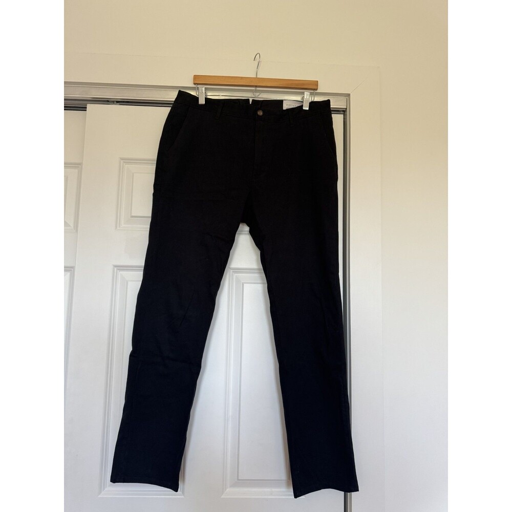 Mott & Bow Mens 35x32 Black Straight Leg The Charles Chino Pants Twill Stretch